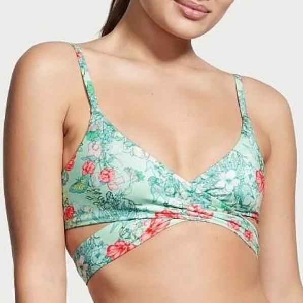 Victoria’s Secret Floral Wrap Bikini Top Size Small